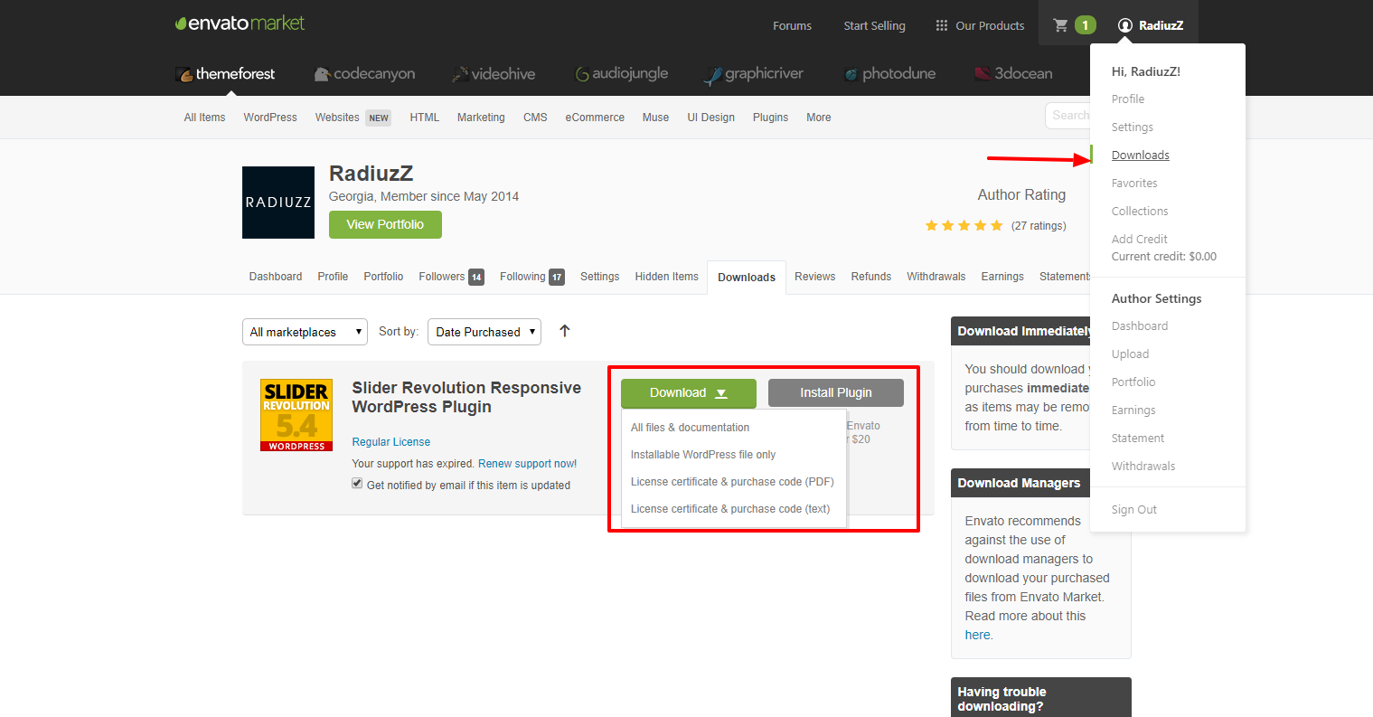 Don't forget to login into your account to see "Downloads"